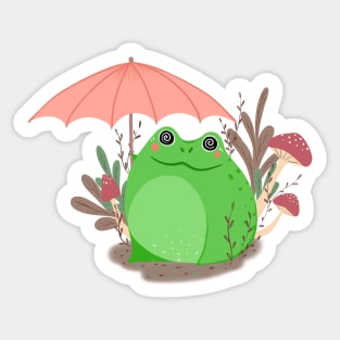 Cute Frog With Umbrella Sticker